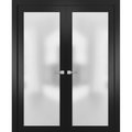 Sartodoors Double French Interior Door, 72" x 80", Black PLANUM2102DD-BLK-72